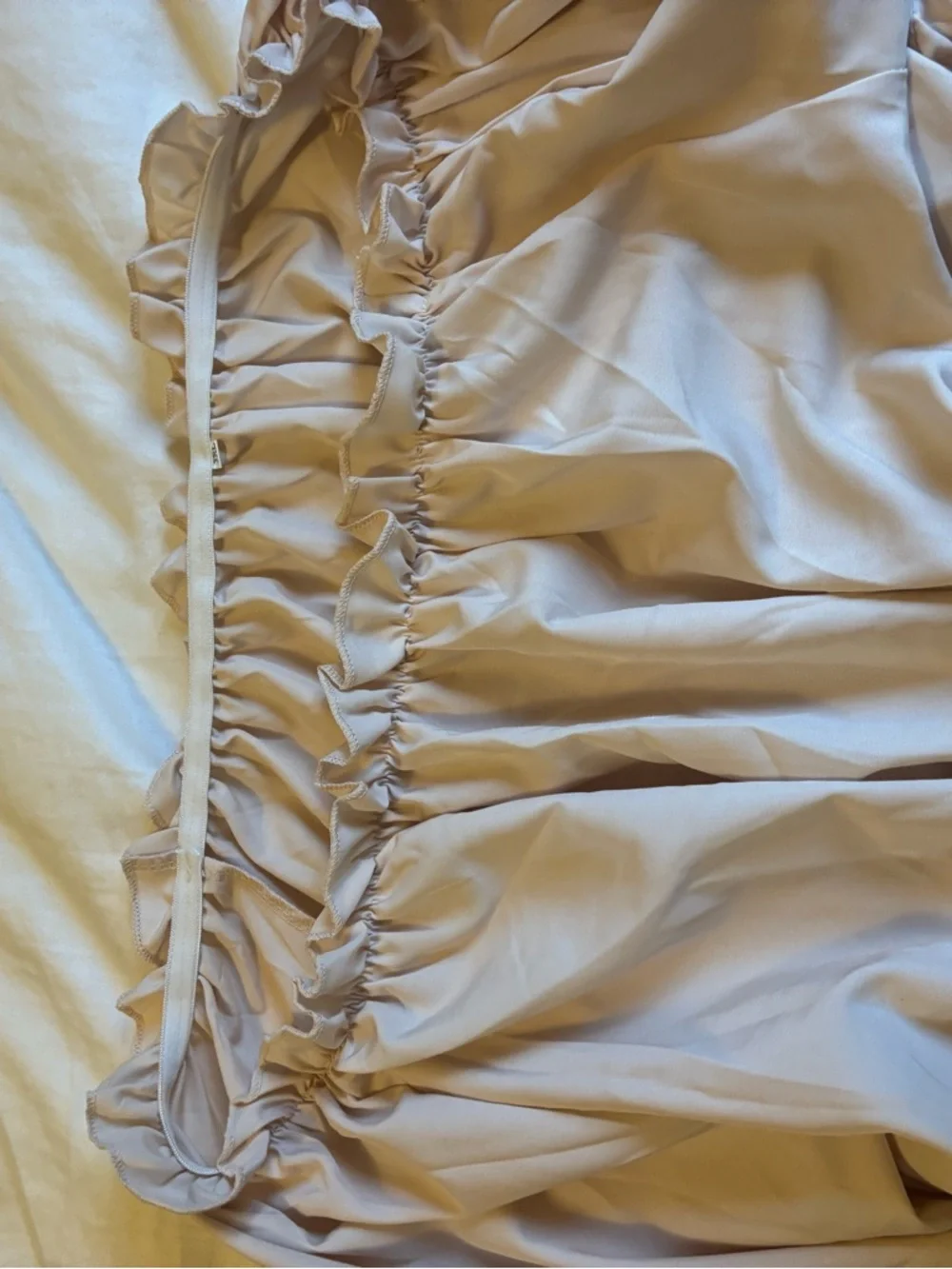 Smocked Off-Shoulder Blouse in Pale Beige - Picture 2 of 4